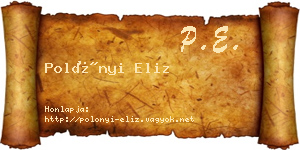 Polónyi Eliz névjegykártya